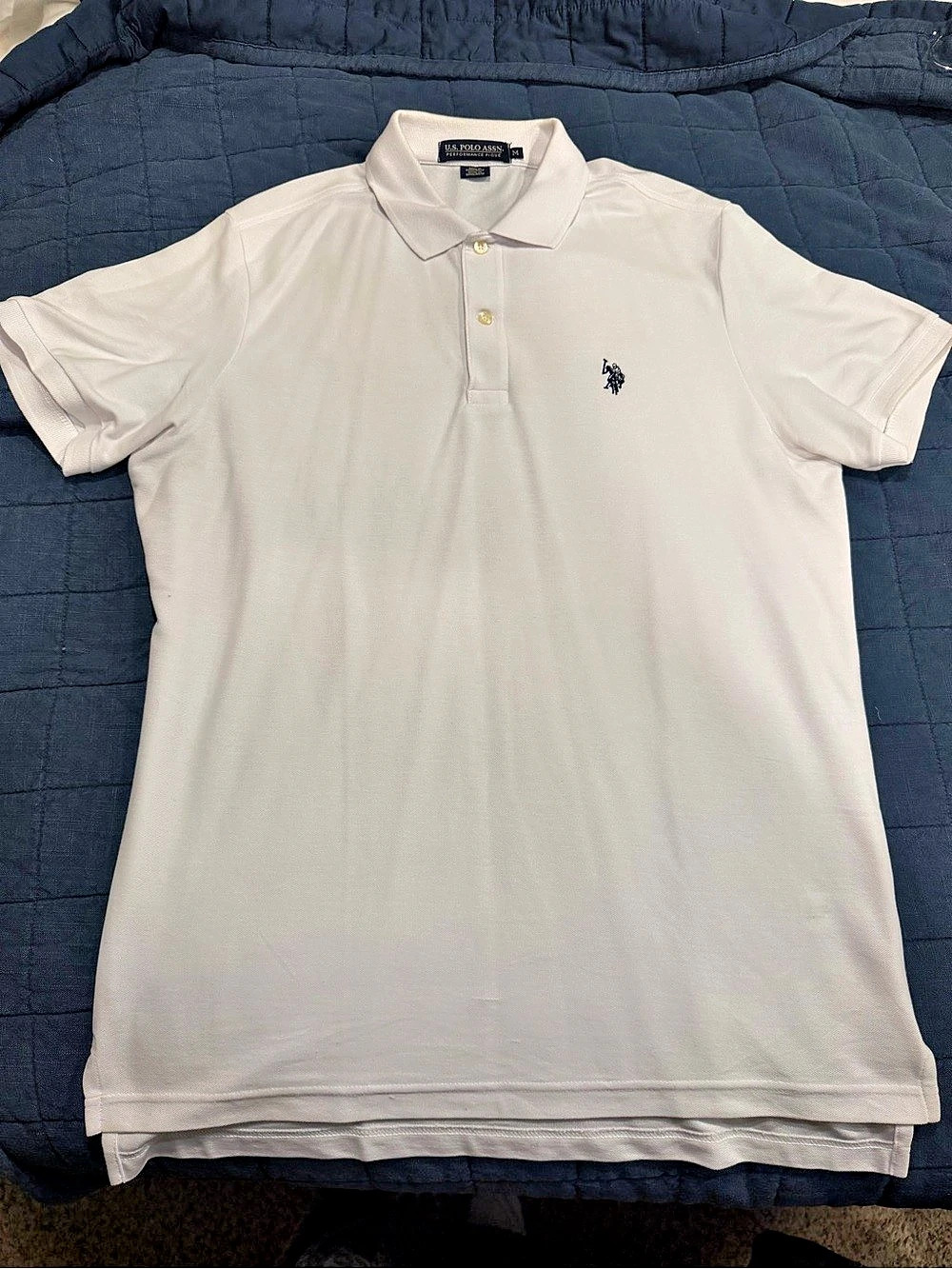 U.S. Polo Assn. Performance Pique Polo Shirt. Men's White Medium
